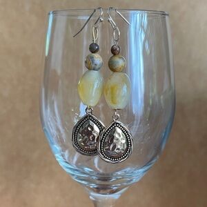 Gold-tone with agate earrings